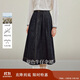 茵曼百搭高腰牛仔半身裙2025秋女裝新款顯瘦a字長(cháng)裙 深牛仔藍 S