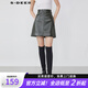 S.DEER圣迪奧女裝復古時(shí)尚高腰A字短裙皮裙S21461301 深灰綠/98 M 165