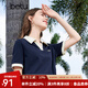 百圖betu女裝春夏新款T恤時(shí)髦拼色polo領(lǐng)寬松百搭T恤女2403T15 寶蘭 M