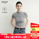 艾諾絲雅詩(shī)【商場(chǎng)同款】2025秋季新品通勤百搭羊毛短袖針織衫上衣女40728019 羽毛灰 M