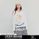 初語(yǔ)天絲羊毛長(cháng)袖T恤女2025秋季新款輕薄油畫(huà)彩繪印花罩衫上衣 米白 L