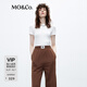 MO&Co.閃鉆標(biāo)語(yǔ)正肩修身彈力百搭T恤黑色白色美式復(fù)古時(shí)尚上衣上裝 本白色-第2批 建議和客服確認(rèn)尺碼哦 S 160 建議和客服確認(rèn)尺碼哦
