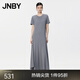 JNBY/江南布衣春夏連衣裙純棉大裙擺圓領(lǐng)A型氣質(zhì)優(yōu)雅長裙5O6G13680 072/中雜灰 M