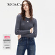 MO&Co.【美麗諾綿羊毛】假兩件拼接修身百搭針織衫內搭外穿摩安珂 深花灰色-第2批 M 165