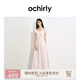 歐時力OCHIRLY 露肩繡花泡泡袖連衣裙長裙復(fù)古法式2025夏季新品 淺粉 M