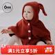 OAK FAMILY嬰兒斗篷外出防風(fēng)秋冬季寶寶披風(fēng)擋風(fēng)保暖兒童外套 紅色 90 cm 【推薦身高78-90cm】1-2歲