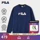 FILA 斐樂(lè )官方情侶款套頭衛衣2025秋季新款休閑寬松長(cháng)袖加絨保暖上衣 【加絨】中世紀藍-DB L 175/96A/L
