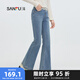 三福牛仔長褲2025秋季毛邊設(shè)計復(fù)古喇叭褲褲子女裝496222 牛仔淺藍(lán) 26