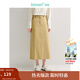 茵曼（INMAN）法式微A字半身裙2025春秋女裝新款系帶高腰后中開(kāi)叉長(cháng)裙子 淺咖啡 M