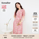 珂萊蒂爾女裝夏季通勤百搭碎花v領(lǐng)中長款氣質(zhì)法式連衣裙 淺紫紅 M