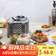 樂扣樂扣（LOCK&LOCK）耐熱玻璃保鮮盒微波爐飯盒上班學(xué)生便當(dāng)盒分隔餐盒配便當(dāng)包兩件套