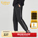卡賓（CABBEEN）【撞色織帶】拼接休閑褲男2024夏季新款錐形束腳衛褲寬松刺繡 煤黑-磨毛加厚款 M /170/48