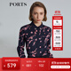 PORTS寶姿 商場(chǎng)同款新品女裝經(jīng)典撞色印花襯衫SL8B032KPS058 丈青 S (4)