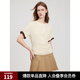 ELLE法式純色圓領(lǐng)設計感寬松短袖女2025夏季新款時(shí)尚優(yōu)雅通勤T恤 米黃 M