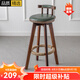 木普森實木碳化吧臺椅美式旋轉(zhuǎn)酒吧椅前臺高腳椅子創(chuàng)意高腳吧臺凳子家用 73cm 碳化架 帶麻繩 墨綠皮