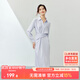 尚都比拉春季單排扣腰部褶皺薄款仿醋酸緞面中長(cháng)款連衣裙女 藍紫色 XL 