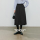 初語(yǔ)半身裙女2025冬季新款高智感通勤保暖毛呢分割安可拉紅傘裙 黑灰色 M
