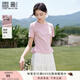 香影粉色減齡t恤女正肩2025夏季新款顯瘦棉質(zhì)甜美風(fēng)圓領(lǐng)短袖上衣 粉紅 M 160/84A/95-110斤