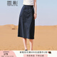 香影a字工裝半身裙女2025夏裝新款藏青中長抽繩氣質高腰開叉裙子 藏青 M