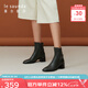 萊爾斯丹【3T】秋冬新款商場同款時尚圓頭拉鏈女鞋女靴短筒3T58501 黑色 BKL 36