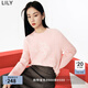 LILY春新款女裝多巴胺穿搭含綿羊毛馬海時(shí)尚針織衫套頭毛衣女 122粉紅 M