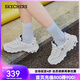 斯凱奇（Skechers）男女同款小白鞋厚底增高休閑鞋網(wǎng)面透氣運動(dòng)鞋老爹鞋 白色/海軍藍色/WNV 37