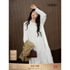 闊色白色木耳邊氣質(zhì)襯衫連衣裙女2025秋季新款法式蝴蝶結(jié)長(zhǎng)裙子春 白色 L