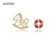 AJIDOU阿吉豆耳釘女款生肖馬上有錢(qián)度假風(fēng)貝殼閃耀耳環(huán)耳飾配飾 【馬上有錢(qián) 】香檳金+玫紅色 2個(gè)
