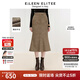 朗姿歐洲EiLEEN ELITEE冬季新款復(fù)古千鳥(niǎo)格微魚(yú)尾型半身裙 冰咖啡色 XL