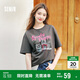 森馬（Semir）短袖t恤女中長(cháng)款萌寵花上衣25夏透氣吸濕寬松套頭衫109325100005