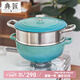 典匠 鑄鐵琺瑯?gòu)屵溴佌翦?04不銹鋼蒸籠多用湯鍋燉鍋電磁爐燃?xì)馔ㄓ?蒸鍋+蒸屜-藍(lán) 24cm