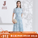 經(jīng)典故事（JANE STORY）夏季國風(fēng)改良版雪紡旗袍新款2024年輕款氣質(zhì)裙子高端新中式連衣裙 淺藍(lán)綠花 XL