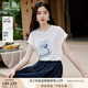 香影【冰萃藍(lán)玫瑰】香影白色短袖t恤女2025夏季新款立體花朵寬松上衣 鷺白 T恤 M 160/84A/95-110斤