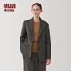 無(wú)印良品（MUJI）女式 起毛 西裝領(lǐng)夾克 女外套秋冬款 女裝 休閑 小西服BD0ZDC4A 灰色圖案 M 160/84A