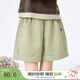 茵曼女童牛仔布短褲迷你兔兔小標2025夏季中大童寬松透氣五分褲子 淺卡其 150