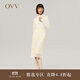 OVV2022秋冬新款女裝簡約大氣溫暖柔軟羊毛蕾絲面料干洗鉛筆裙 淺黃A3 S