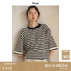 旅途原品ltyp 真絲亞麻棉經(jīng)典升級條紋T恤休閑拼接撞色短袖上衣女 短袖-黑杏條紋 現貨 L