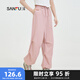 三福休閑褲2025夏季英文刺繡寬松闊腿工裝風(fēng)褲子女裝497905 粉紅 M