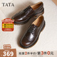 他她（TATA）黑色小皮鞋女厚底布洛克牛津鞋女春季新款單鞋子JLU01AM5 深棕 38