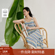 茵曼（INMAN）彩虹條紋針織吊帶裙2025夏季女裝新品V領(lǐng)無(wú)袖內搭連衣裙長(cháng)裙 彩虹藍 S