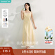 茵曼（INMAN）章若楠同款歐若風(fēng)法式吊帶連衣裙2025夏季新品女裝淡鵝黃色裙子 淺黃色 (方領(lǐng)) M