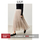 LILY2025夏新款女裝設計感不規則壓褶寬松休閑輕盈蓬松半身裙長(cháng)裙 522野鴿灰 M