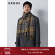 ERDOS 純羊絨起毛四色織格紋圍巾舒適保暖易打理百搭男士圍巾 沙漠金 180cmX30cm