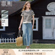 香影牛仔半身裙女中長款2025夏裝新款藍(lán)色毛邊絕美顯瘦傘裙a字裙 牛仔藍(lán) M 160/84A/95-110斤