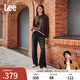 Lee【張凌赫代言】428懶懶褲舒適直筒經(jīng)典五袋款磨毛黑色女牛仔褲 黑色 28