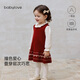 babylove女寶寶連衣裙秋冬羊毛針織拜年服洋氣圣誕裙子星空銹紅 星空銹紅 90