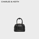 CHARLES&KEITH簡(jiǎn)約手提斜挎小方包波士頓包女神節生日禮物送女友CK2-30782729 Black黑色 S