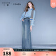 三彩2025秋季新款休閑牛仔褲中腰寬松直筒褲長(cháng)褲女 湖水藍 M 160/68A