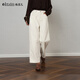 Olrain歐芮兒2025新款女裝秋冬季小個(gè)子白色牛仔褲寬松直筒褲休閑長(cháng)褲 米白色 M