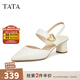 他她（TATA）法式高跟涼鞋女氣質(zhì)通勤包頭時(shí)裝涼鞋秋新款7RZ14BH4 白色 36